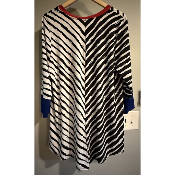 IC By Connie K Top 3/4 Sleeve Nautical Striped Print Oversized USA Made XL - Picture 2 of 9